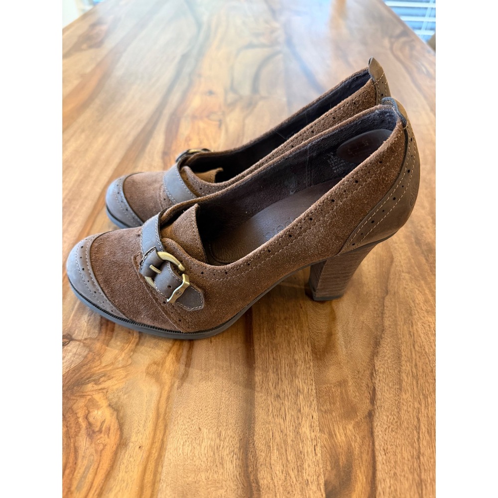 Timberland Earthkeepers Brown Suede Leather Wingtip Buckle Pumps 3705R Womens 8